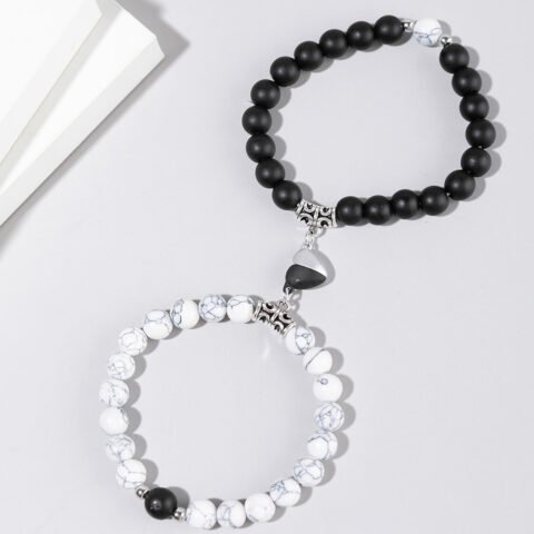 Black And White Love Magnet Suction Couple Bracelet Pair
