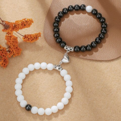 Black And White Love Magnet Suction Couple Bracelet Pair