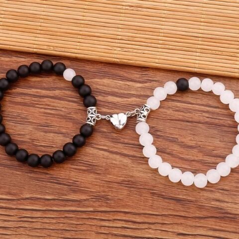 Black And White Love Magnet Suction Couple Bracelet Pair