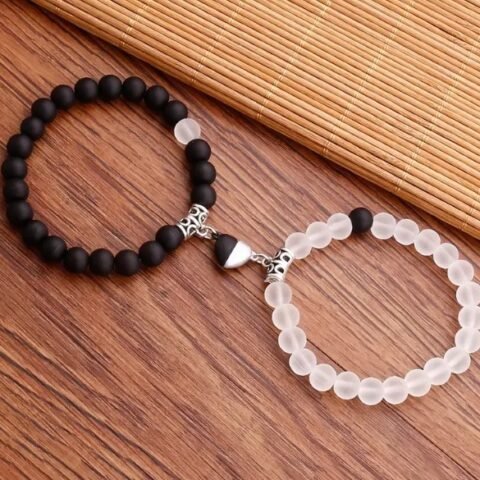 Black And White Love Magnet Suction Couple Bracelet Pair