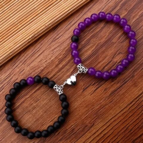 Black And White Love Magnet Suction Couple Bracelet Pair